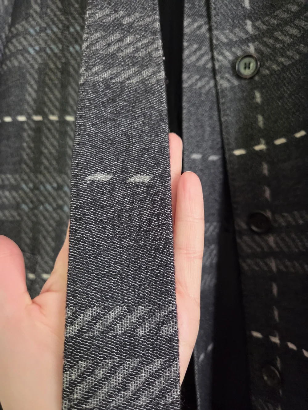Burberry Black Plaid Wool Blend Trench Coat - Picture 5 of 6